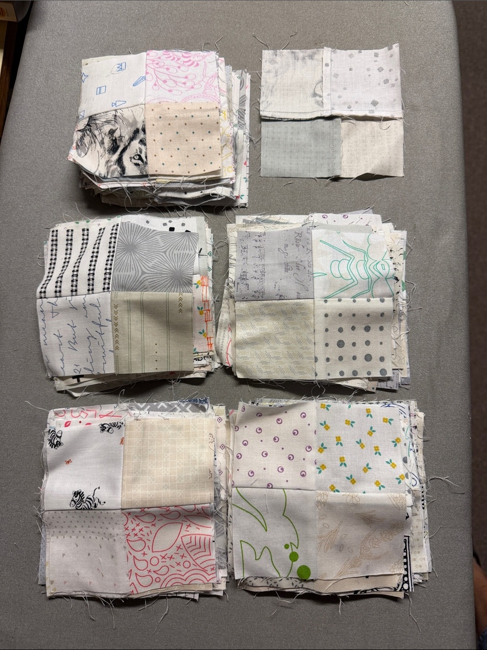 4 1/2” pieced low volume quilt blocks
